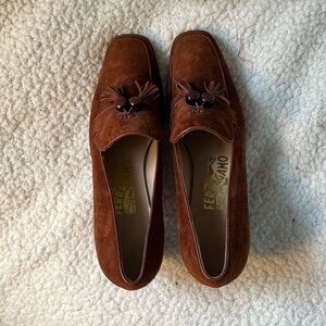 Salvatore Ferragamo Women's Brown Suede Loafers